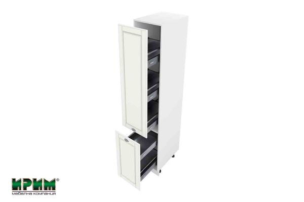 БФ Бяло мат-09- 65 - колонен шкаф с бутилиера Hettich - 400/590/2230 мм.