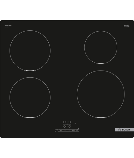 Серия 4  Индукционен плот 60 cm Черно, монтаж над плот без рамка    BOSCH PUE611BB6E