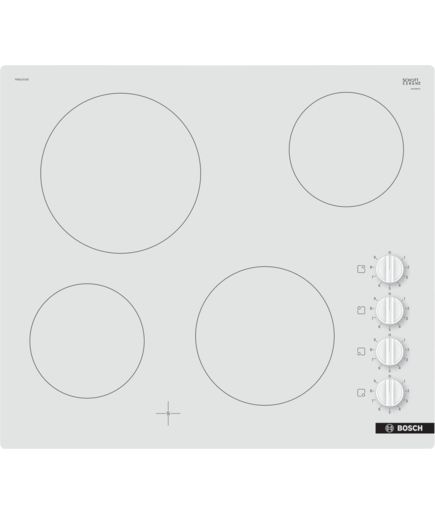 Серия 2  Електрически котлон 60 cm Бяло, монтаж над плот без рамка    BOSCH PKE612CA2E