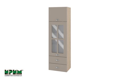 МФ Капучино мат-11- 101 - с повдигаща врата, витрина и 2 чекмеджета -400/300/1320мм