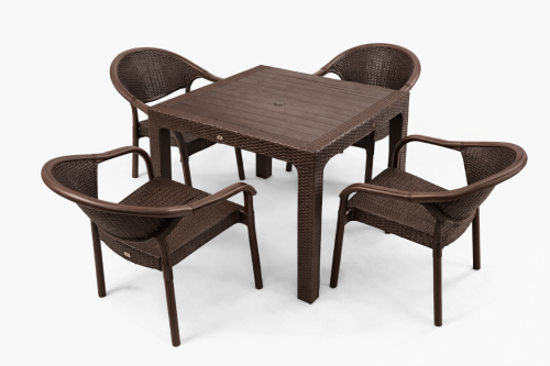 Маса “Rattan 90/90” – Кафяво